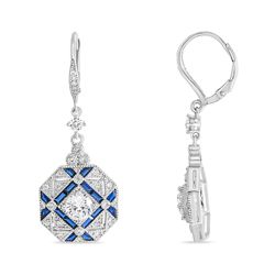 Sterling Silver and Navy Blue CZ Vintage Dangles Sterling Silver and Navy Blue CZ Vintage Dangles